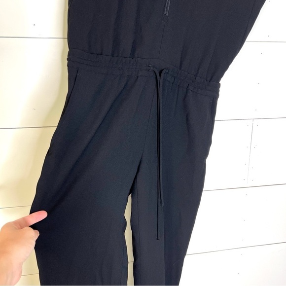 Vince Zip Front Jumpsuit in Black, Drawstring Waist - Picture 5 of 8